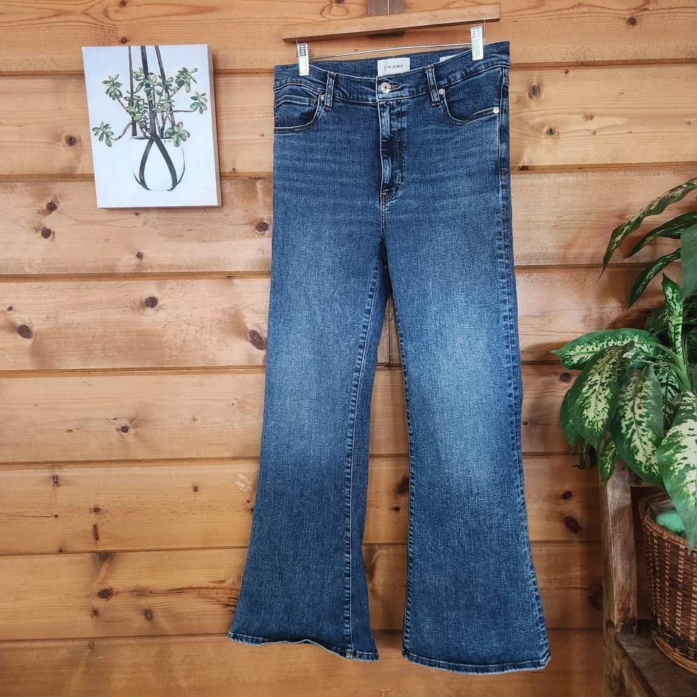 Frame The Icon in Canals Flare Jeans Designer Denim Retro Stretch Boho Size 30 - Picture 2 of 9